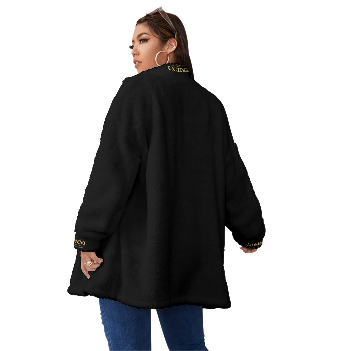 ATONEMENT™ Women's Borg Fleece Stand-Up Collar Coat — Plus Size
